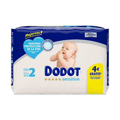 Pañales DODOT Sensitive talla 2 recién nacido (de 4 a 8 kg) caja 136  pañales - La Farmacia de enfrente